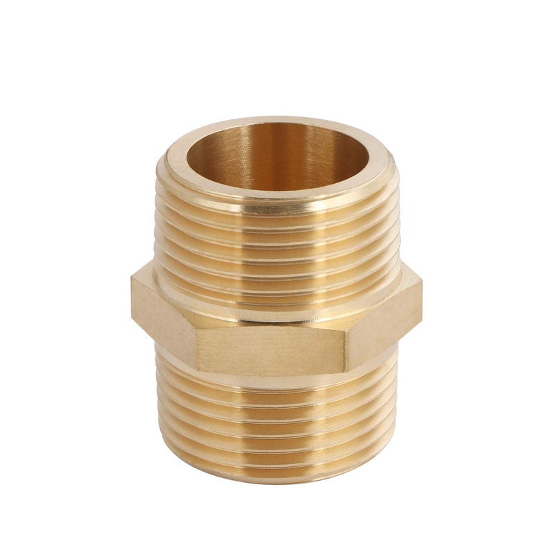 U.S. Solid Brass Pipe Fitting, Hex Nipple, 1" x 1" NPT Male Pipe Adapter - Image 3